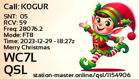 QSL Card for WC7L QSO with K0GUR