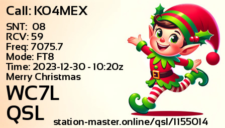 QSL Card for WC7L QSO with KO4MEX
