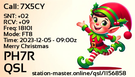 QSL Card for PH7R QSO with 7X5CY
