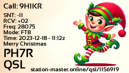 QSL Card for PH7R QSO with 9H1KR