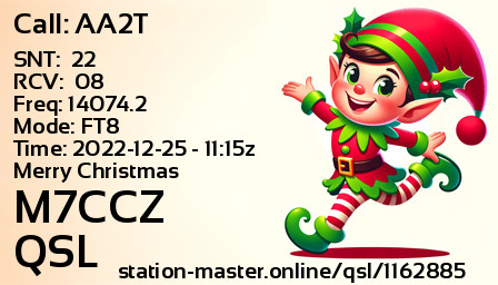 QSL Card for M7CCZ QSO with AA2T