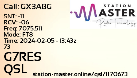 QSL Card for G7RES QSO with GX3ABG