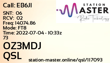 QSL Card for OZ3MDJ QSO with EB6JI