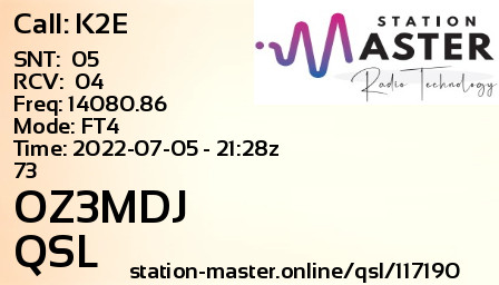 QSL Card for OZ3MDJ QSO with K2E
