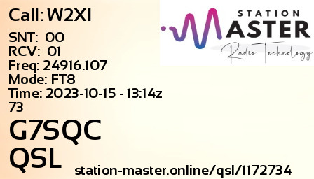 QSL Card for G7SQC QSO with W2XI