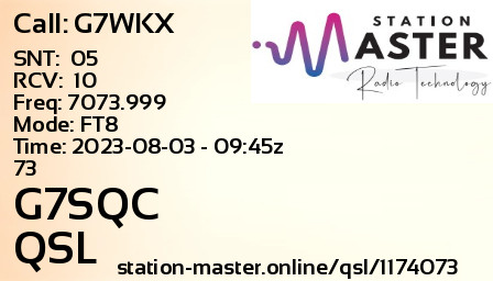 QSL Card for G7SQC QSO with G7WKX