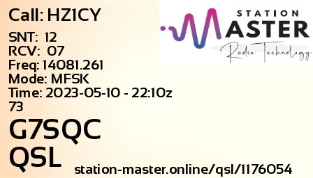 QSL Card for G7SQC QSO with HZ1CY