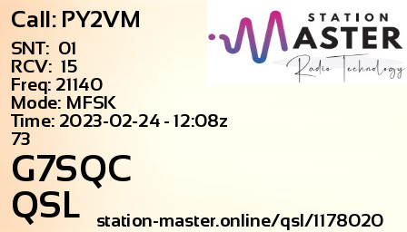 QSL Card for G7SQC QSO with PY2VM