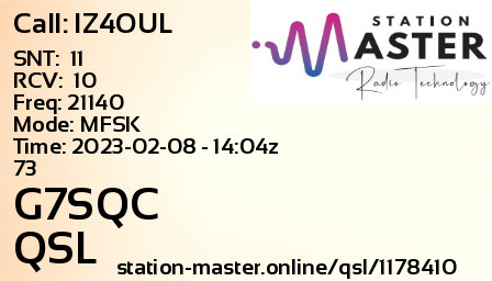 QSL Card for G7SQC QSO with IZ4OUL