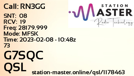 QSL Card for G7SQC QSO with RN3GG