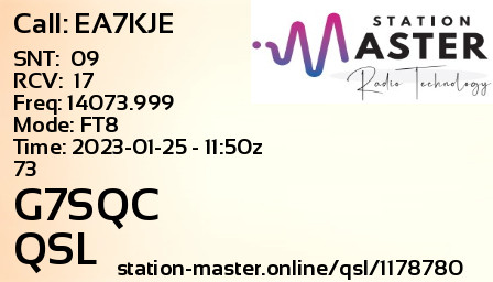 QSL Card for G7SQC QSO with EA7KJE