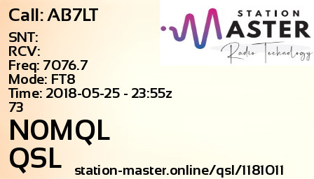 QSL Card for N0MQL QSO with AB7LT