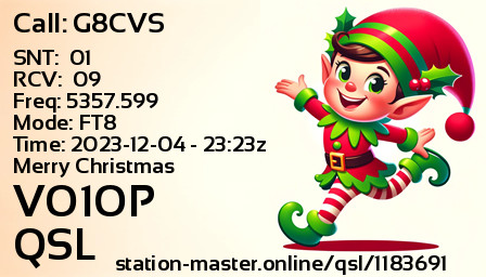 QSL Card for VO1OP QSO with G8CVS