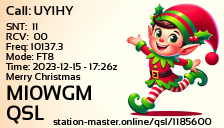 QSL Card for MI0WGM QSO with UY1HY