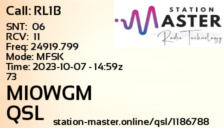 QSL Card for MI0WGM QSO with RL1B