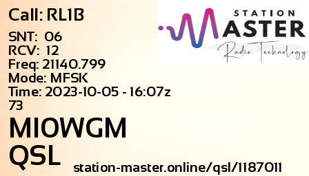 QSL Card for MI0WGM QSO with RL1B