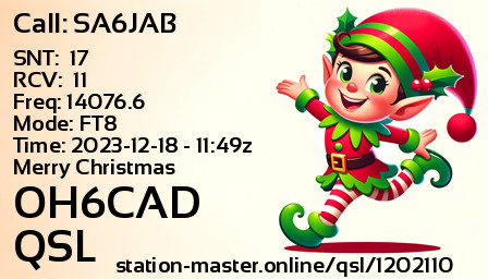 QSL Card for OH6CAD QSO with SA6JAB