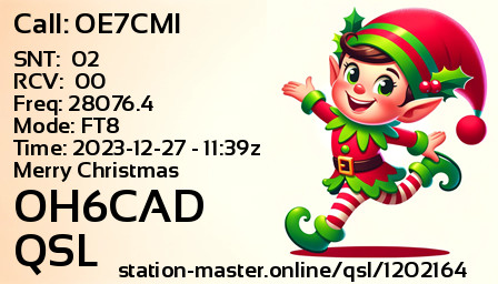 QSL Card for OH6CAD QSO with OE7CMI