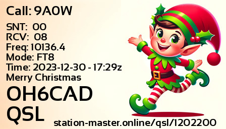 QSL Card for OH6CAD QSO with 9A0W