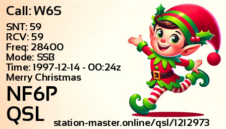 QSL Card for NF6P QSO with W6S