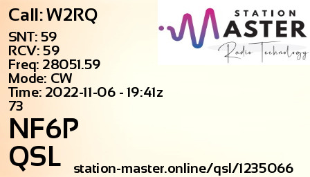 QSL Card for NF6P QSO with W2RQ