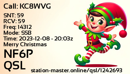 QSL Card for NF6P QSO with KC8WVG