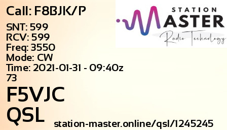 QSL Card for F5VJC QSO with F8BJK/P