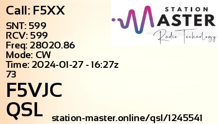 QSL Card for F5VJC QSO with F5XX