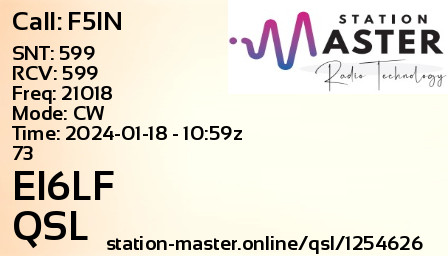 QSL Card for EI6LF QSO with F5IN