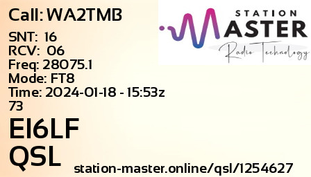 QSL Card for EI6LF QSO with WA2TMB