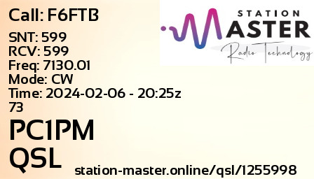 QSL Card for PC1PM QSO with F6FTB