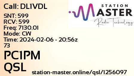 QSL Card for PC1PM QSO with DL1VDL