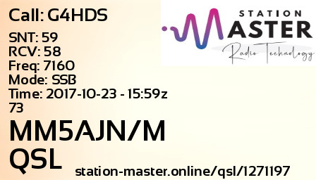 QSL Card for MM5AJN/M QSO with G4HDS