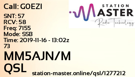 QSL Card for MM5AJN/M QSO with G0EZI