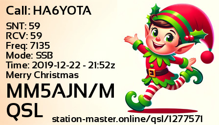 QSL Card for MM5AJN/M QSO with HA6YOTA