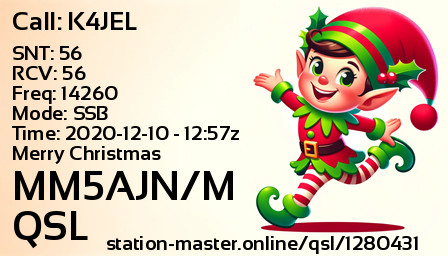 QSL Card for MM5AJN/M QSO with K4JEL