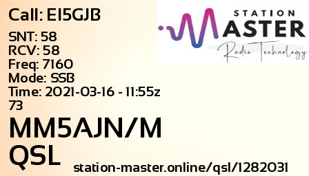 QSL Card for MM5AJN/M QSO with EI5GJB