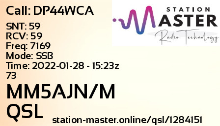 QSL Card for MM5AJN/M QSO with DP44WCA