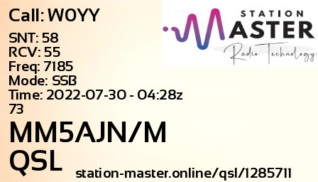QSL Card for MM5AJN/M QSO with W0YY