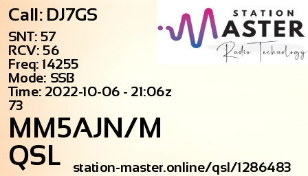 QSL Card for MM5AJN/M QSO with DJ7GS