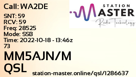 QSL Card for MM5AJN/M QSO with WA2DE