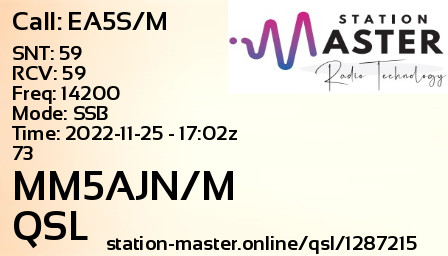 QSL Card for MM5AJN/M QSO with EA5S/M