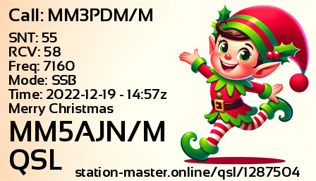 QSL Card for MM5AJN/M QSO with MM3PDM/M