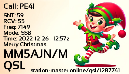 QSL Card for MM5AJN/M QSO with PE4I