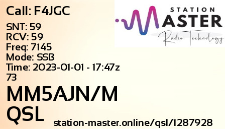 QSL Card for MM5AJN/M QSO with F4JGC