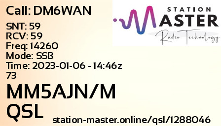 QSL Card for MM5AJN/M QSO with DM6WAN
