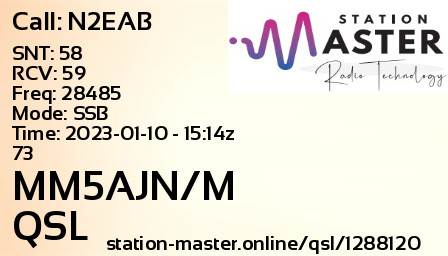 QSL Card for MM5AJN/M QSO with N2EAB