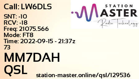 QSL Card for MM7DAH QSO with LW6DLS