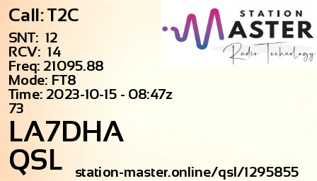 QSL Card for LA7DHA QSO with T2C