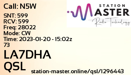 QSL Card for LA7DHA QSO with N5W